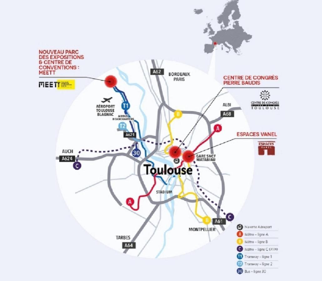 :) Spacieux T4 Aeroport, Ensoleille, Deco Soignee Μπλανιάκ Εξωτερικό φωτογραφία